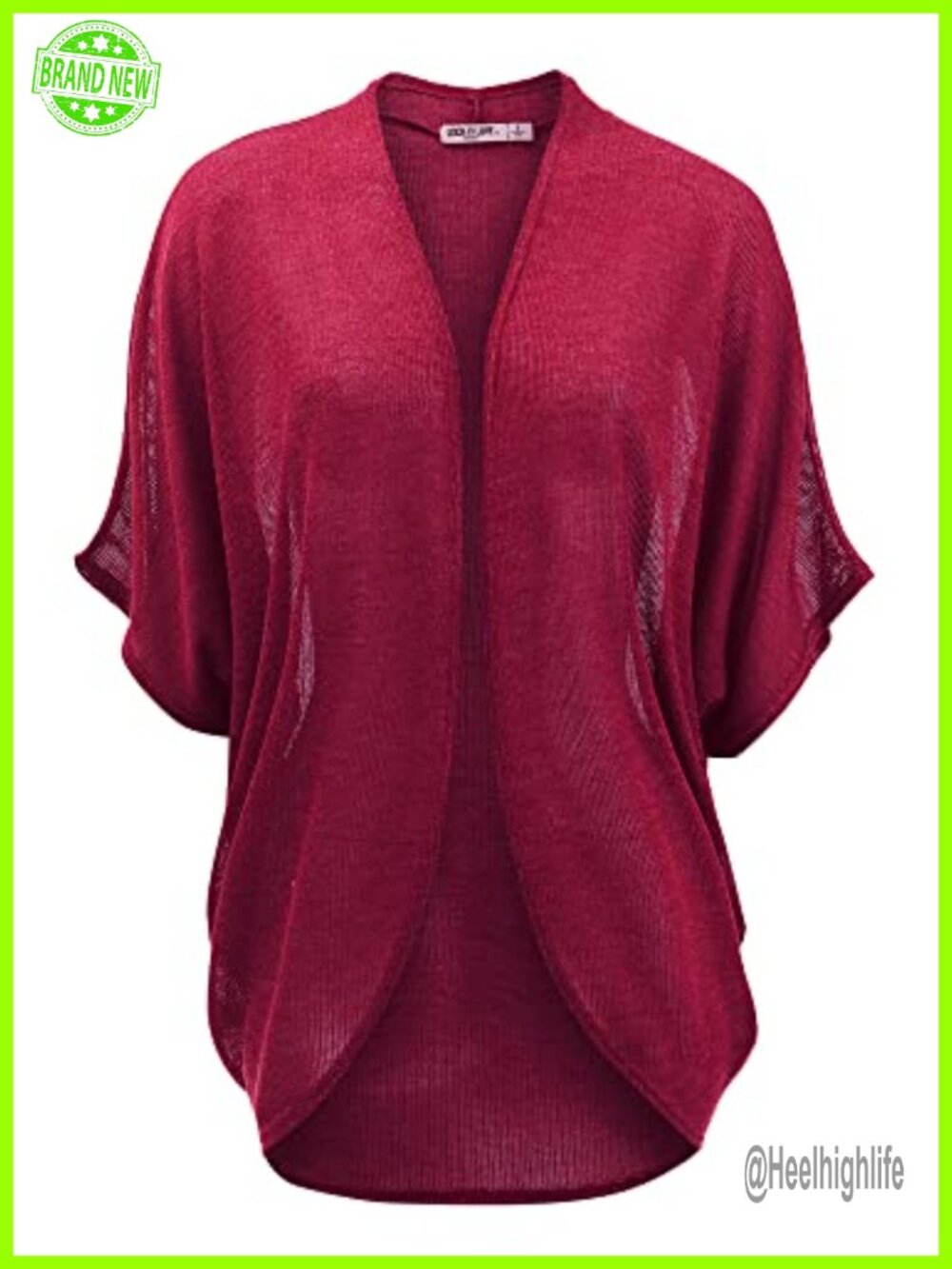 Lightweight Batwing Kimono Cardigan Open Front Loose Fit Short Sleeve